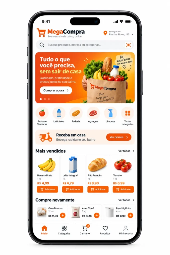 Criação de site para Mercado de Bairro Online