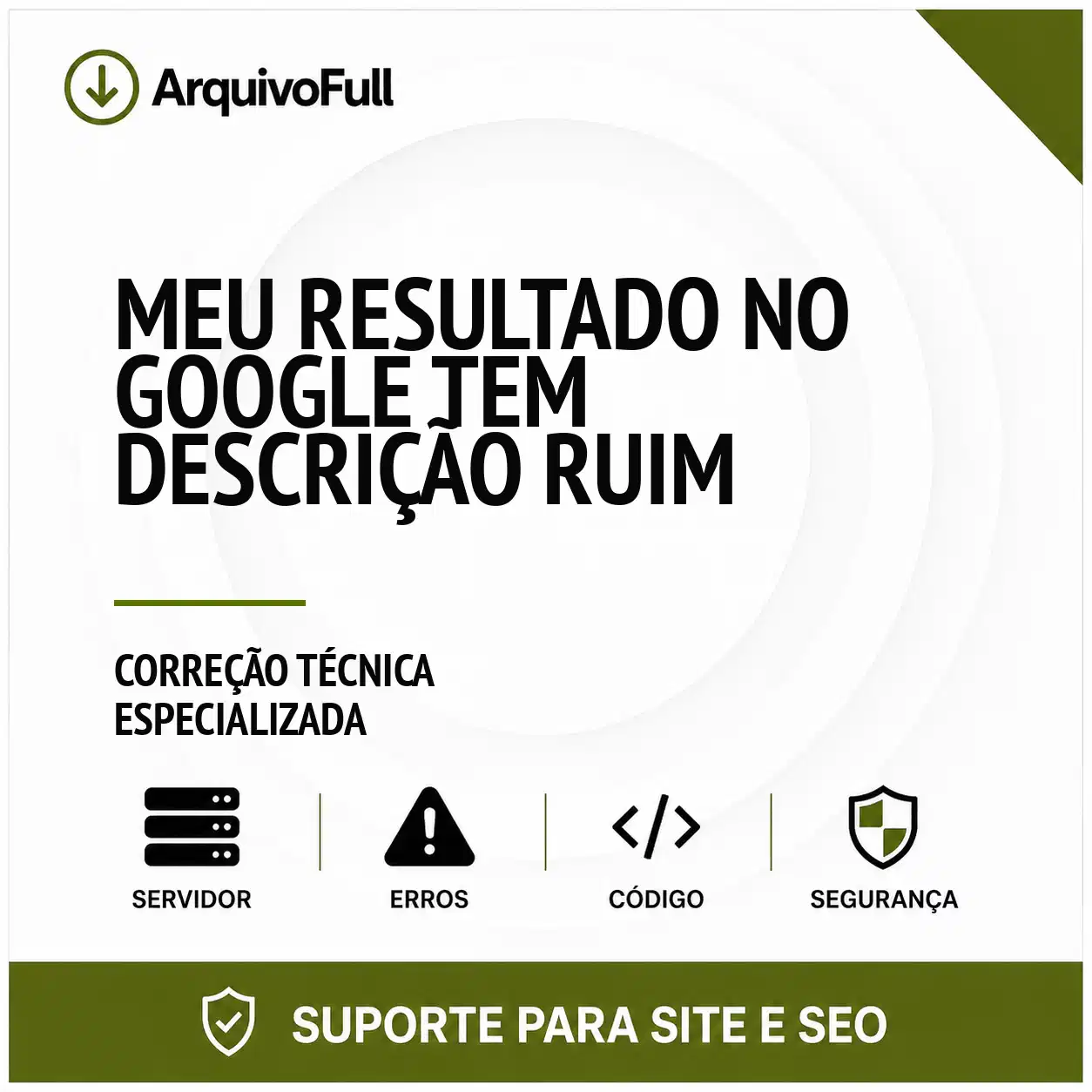 Suporte profissional para meu Resultado no Google Tem Descrição Ruim