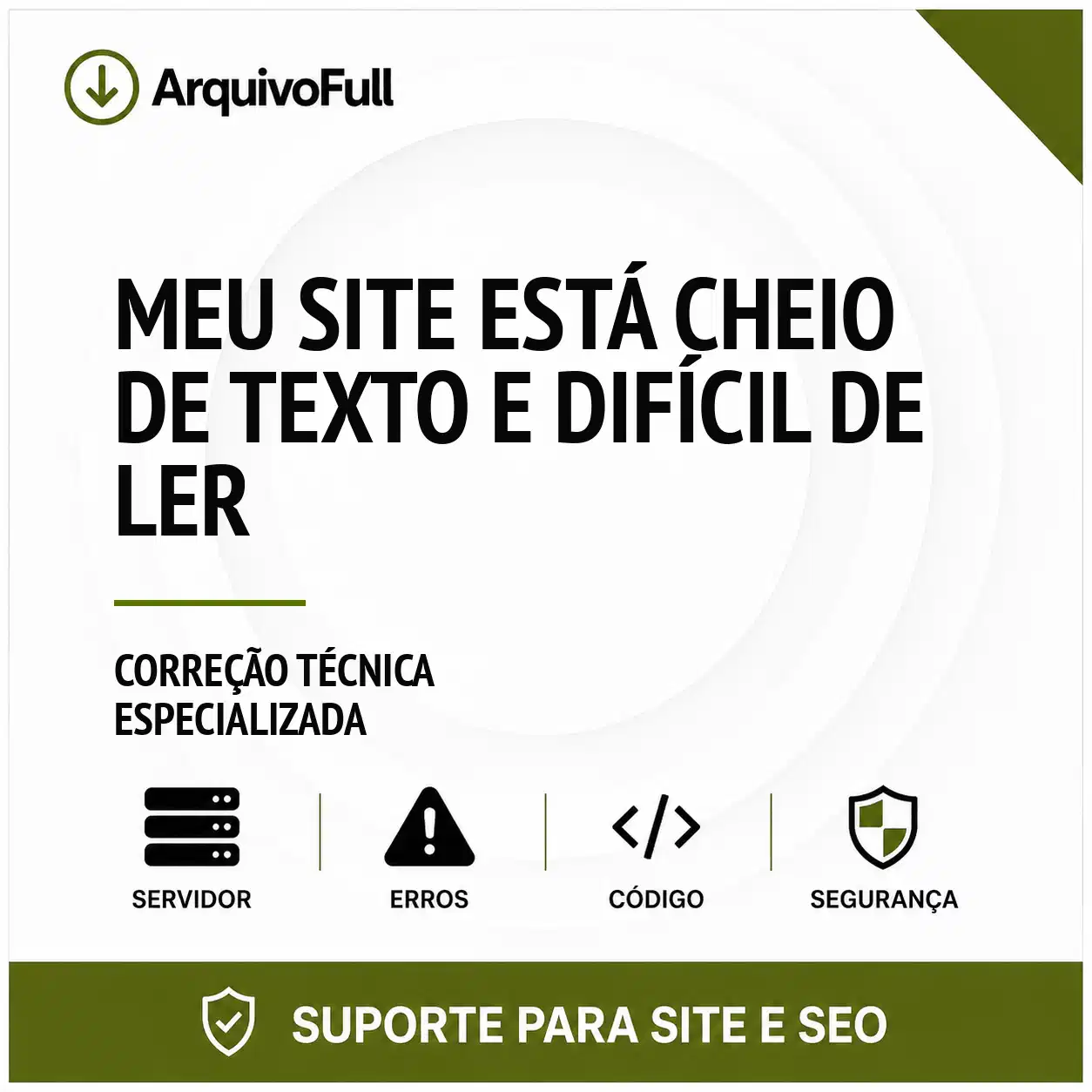 Suporte profissional para meu Site Está Cheio de Texto e Difícil de Ler