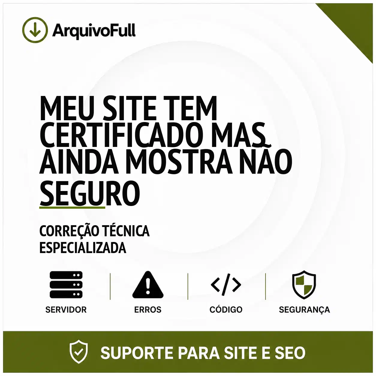 Suporte profissional para meu Site Tem Certificado Mas Ainda Mostra Não Seguro