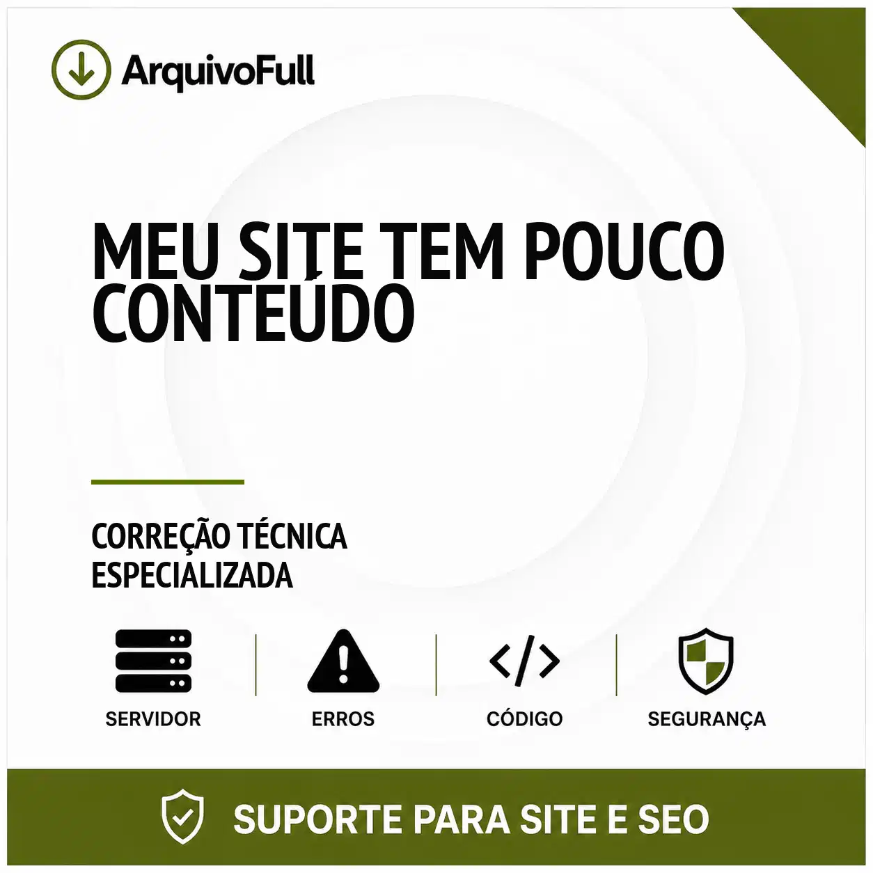 Suporte profissional para meu Site Tem Pouco Conteúdo