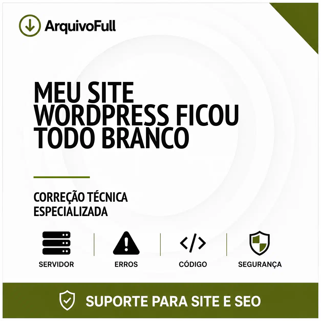 Suporte profissional para meu Site WordPress Ficou Todo Branco