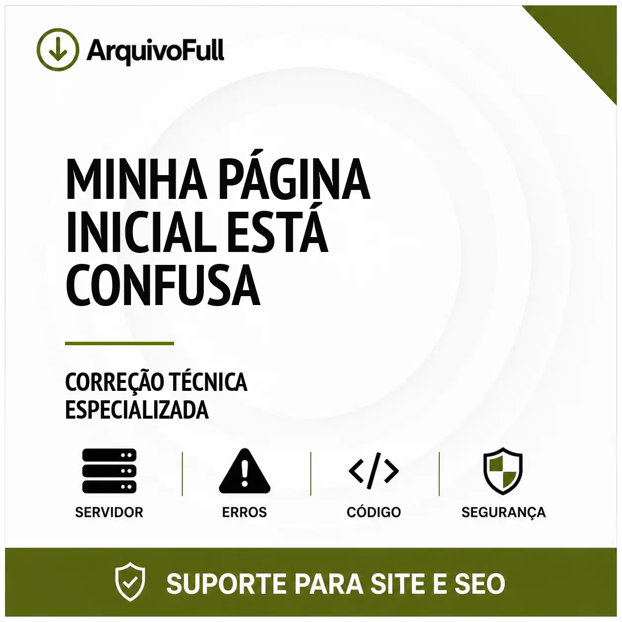 Suporte profissional para minha Página Inicial Está Confusa