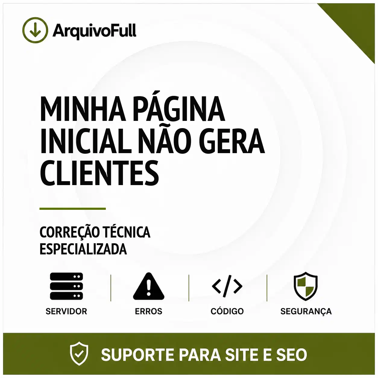 Suporte profissional para minha Página Inicial Não Gera Clientes