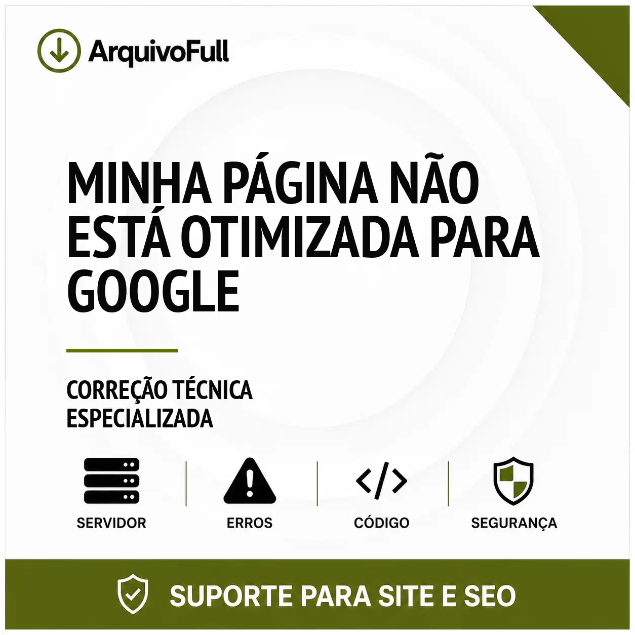 Suporte profissional para minha Página Não Está Otimizada para Google