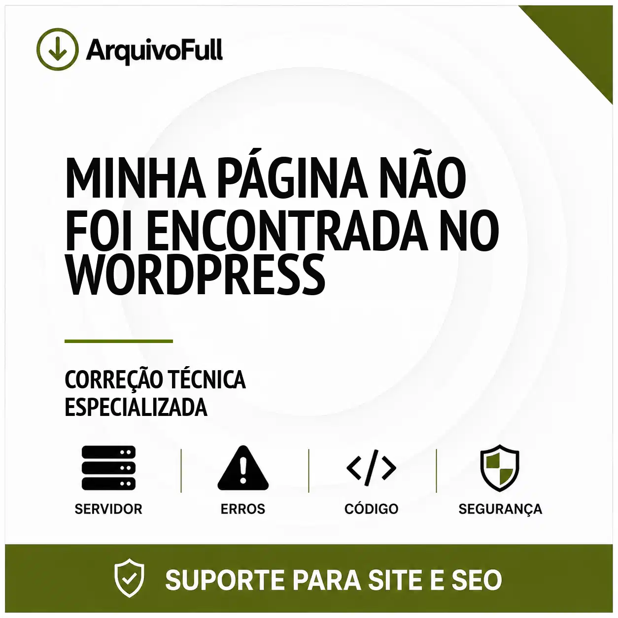 Suporte profissional para minha Página Não Foi Encontrada no WordPress