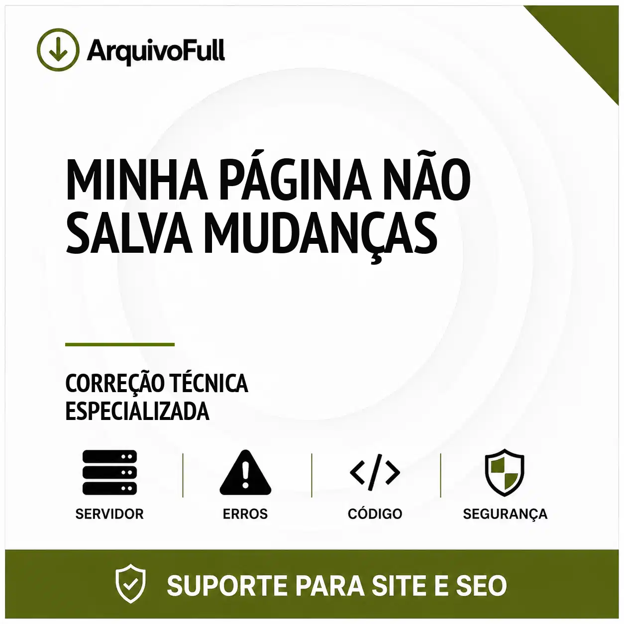 Suporte profissional para minha Página Não Salva Mudanças