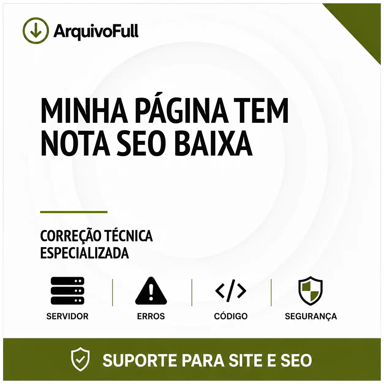 Suporte profissional para minha Página Tem Nota SEO Baixa
