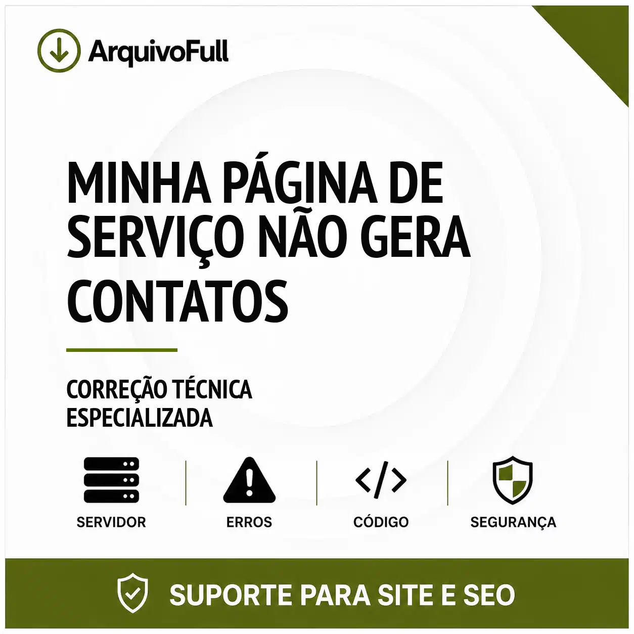 Suporte profissional para minha Página de Serviço Não Gera Contatos