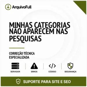 Suporte profissional para minhas Categorias Não Aparecem nas Pesquisas