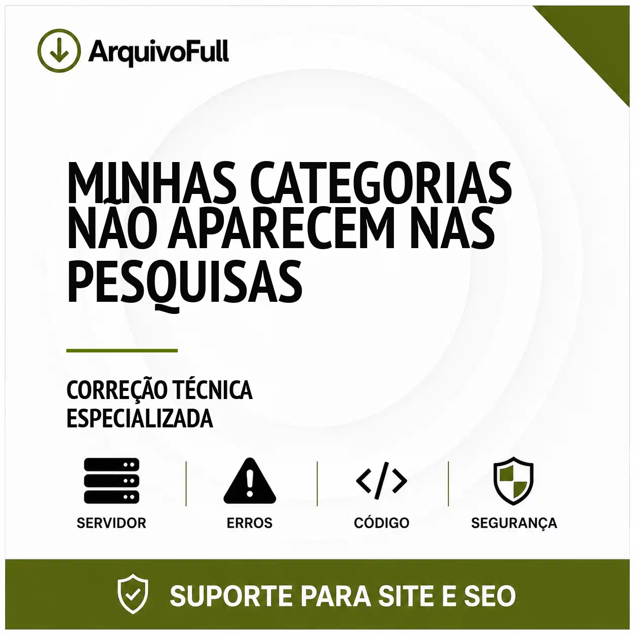 Suporte profissional para minhas Categorias Não Aparecem nas Pesquisas
