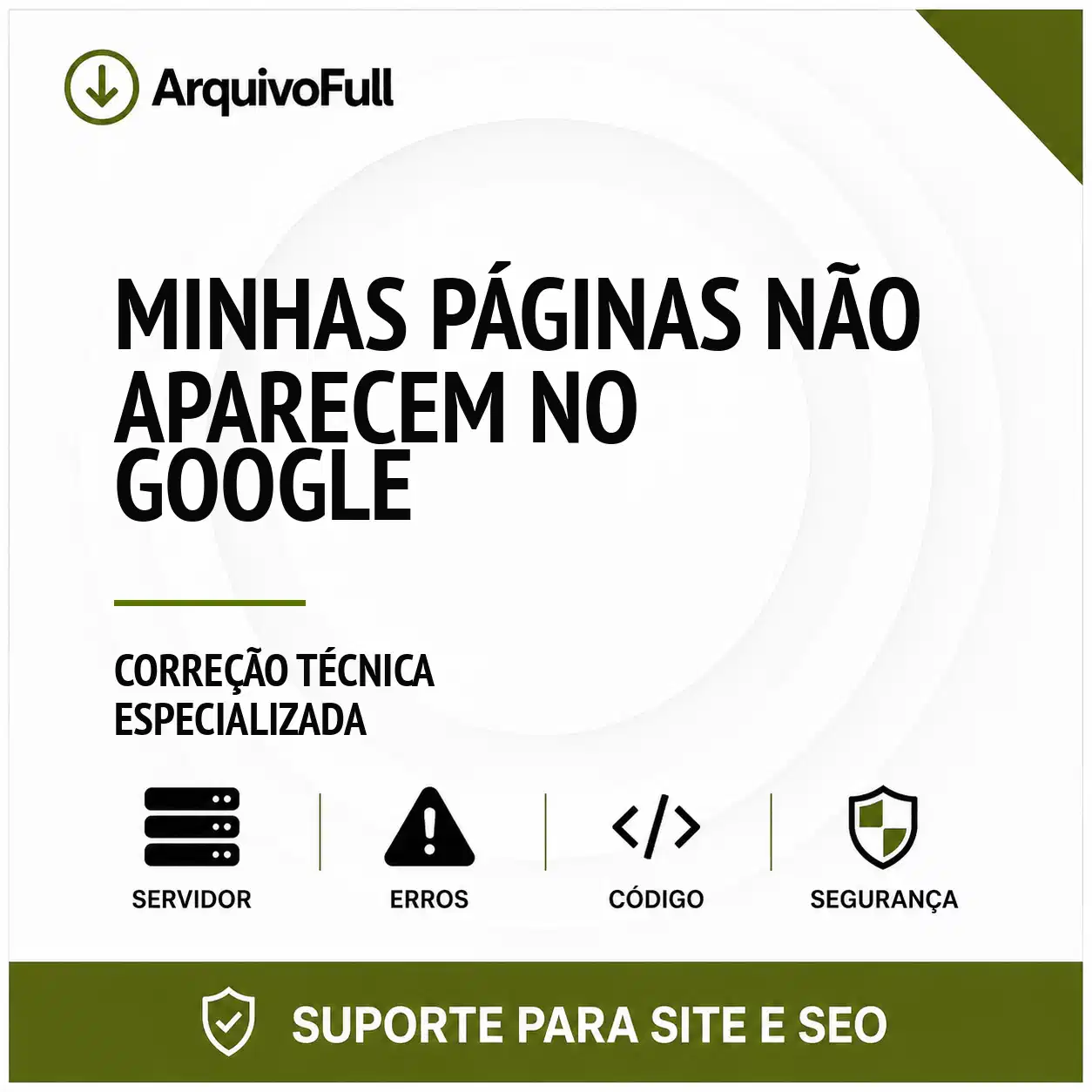 Suporte profissional para minhas Páginas Não Aparecem no Google