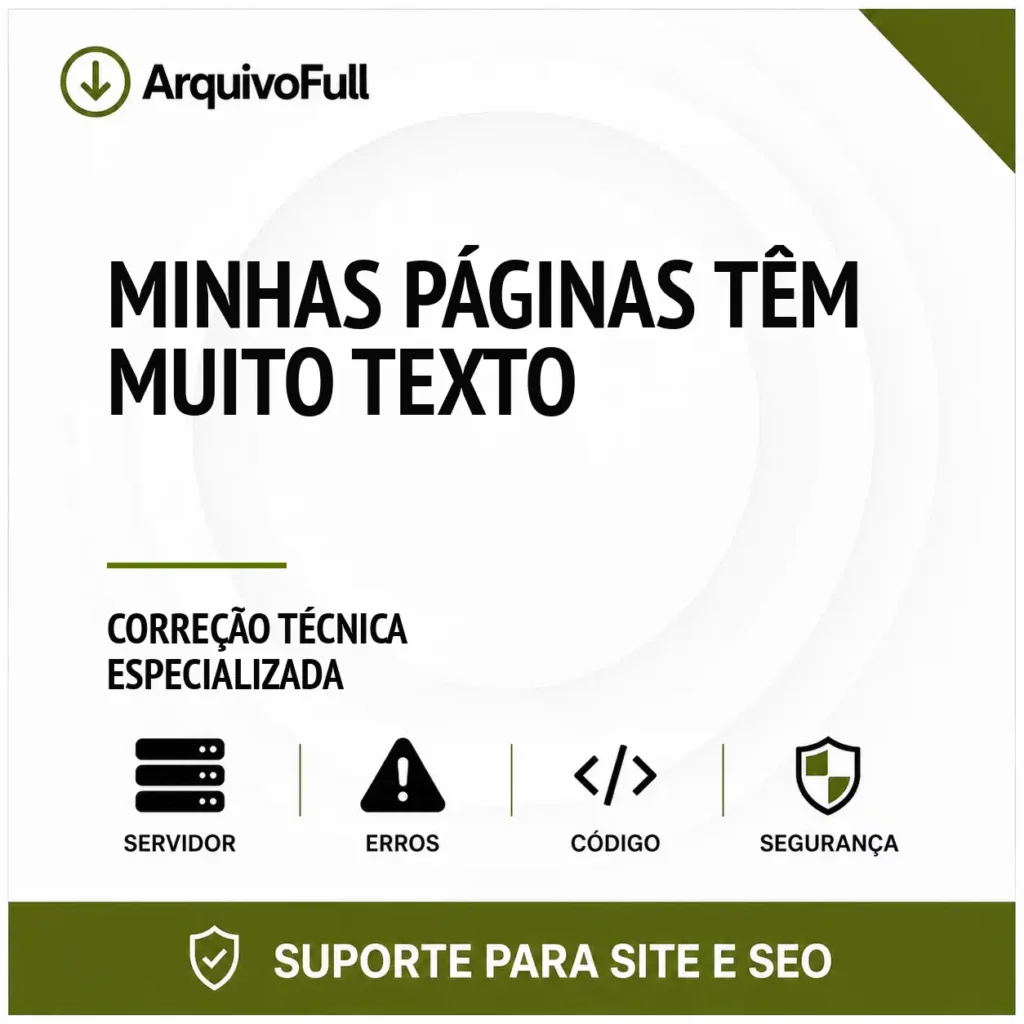 Suporte profissional para minhas Páginas Têm Muito Texto