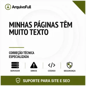 Suporte profissional para minhas Páginas Têm Muito Texto