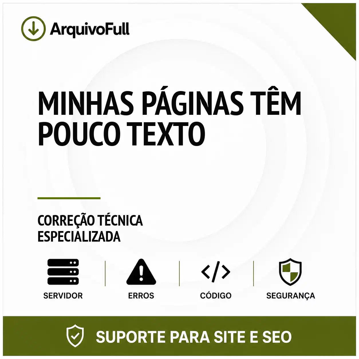 Suporte profissional para minhas Páginas Têm Pouco Texto