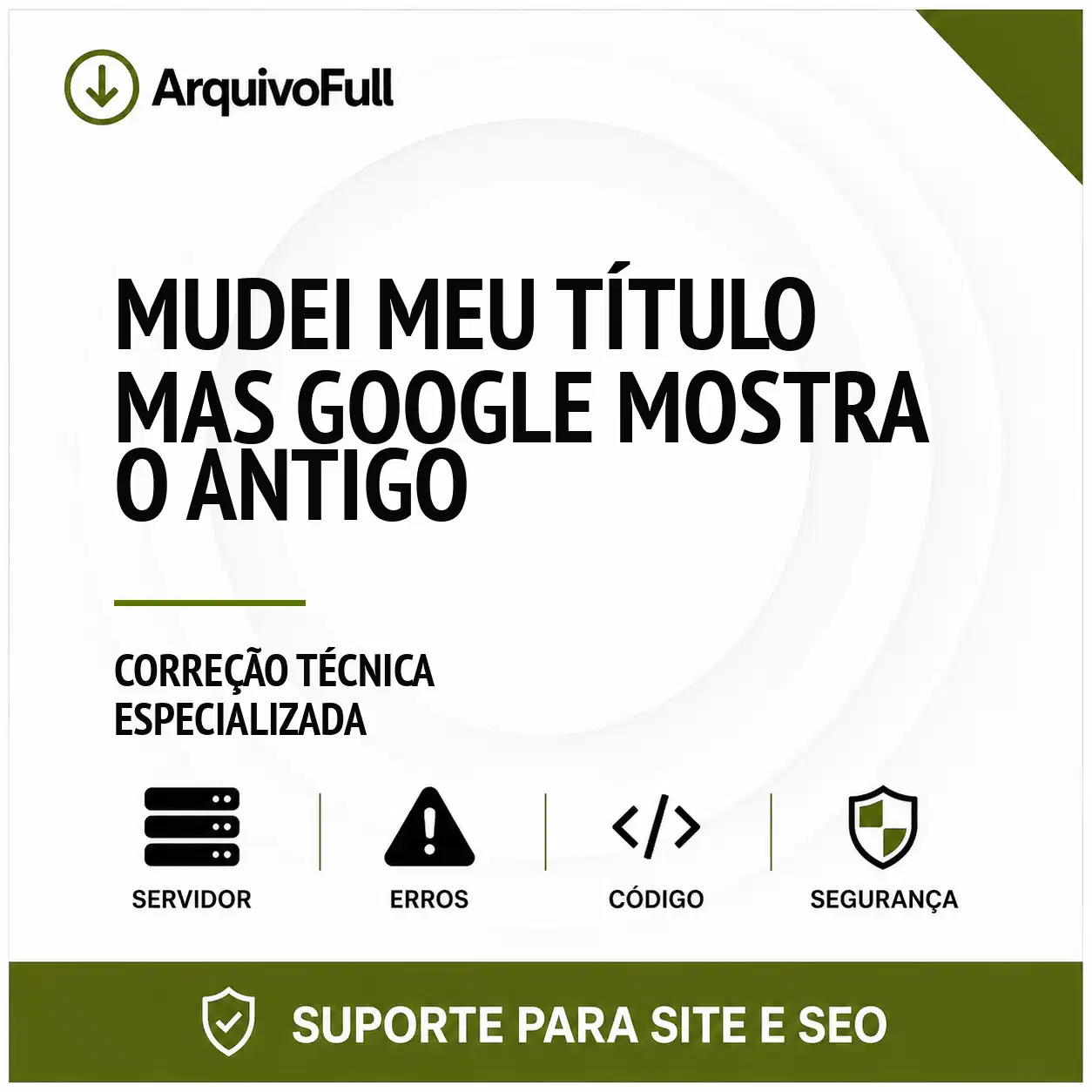 Suporte profissional para mudei Meu Título Mas Google Mostra o Antigo