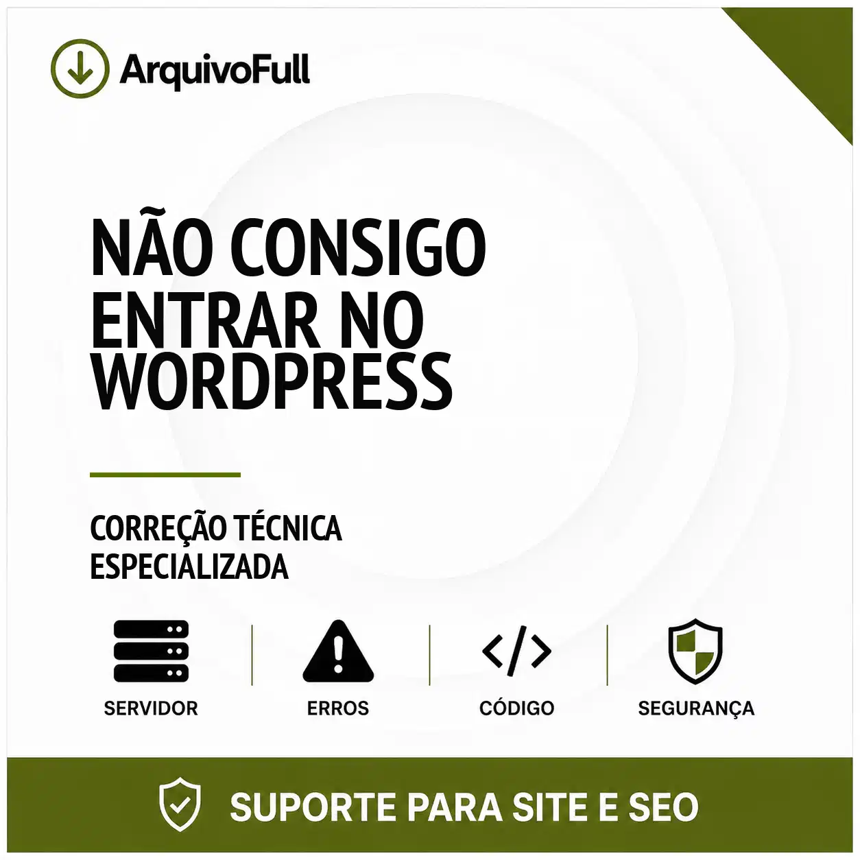 Suporte profissional para não Consigo Entrar no WordPress