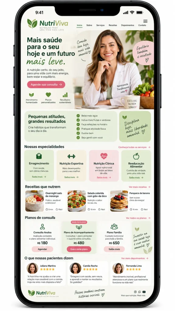 Nutricionista Criação de Site Profissional e Desenvolvimento de Site