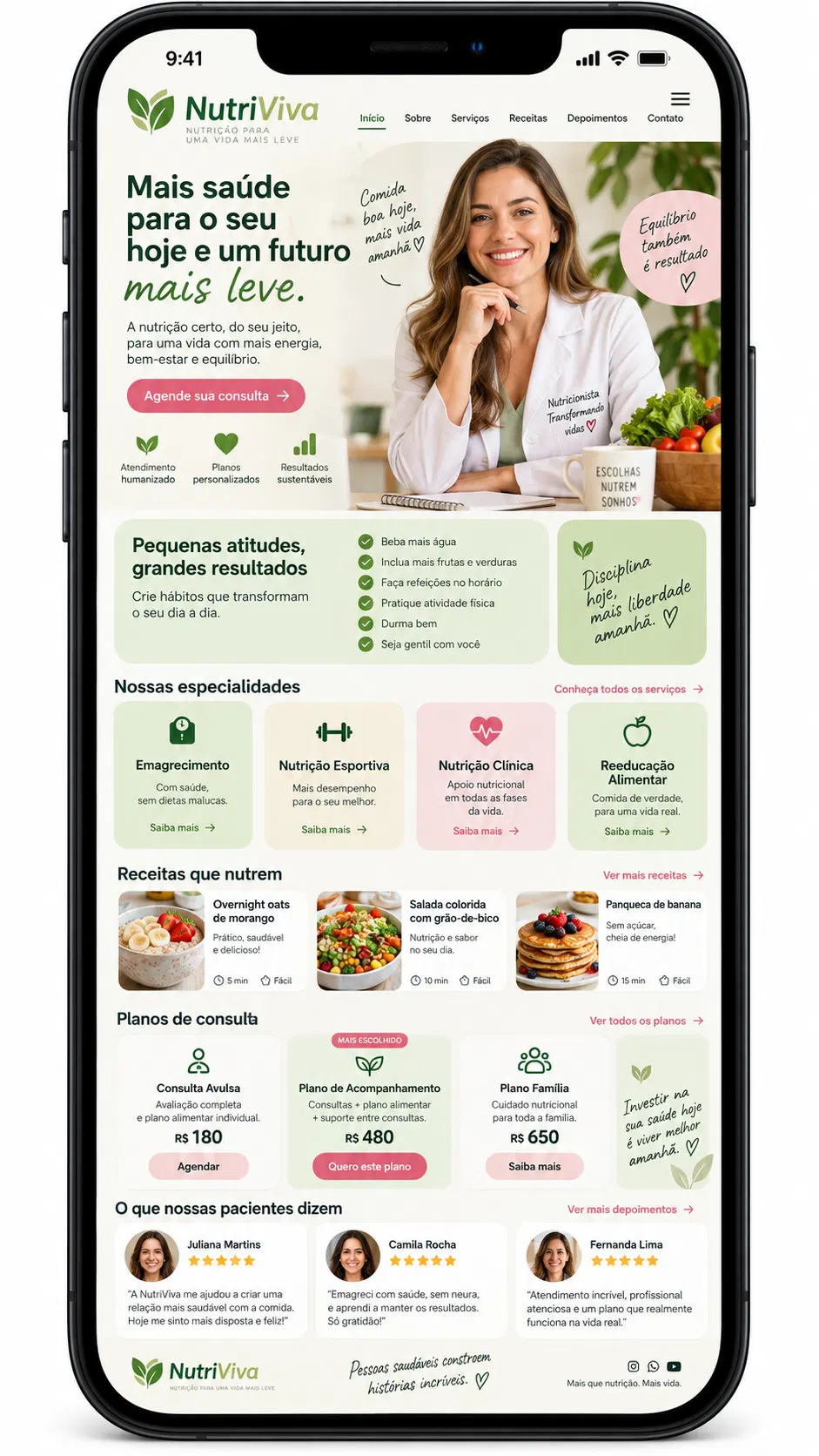 Atualização de site para nutricionista