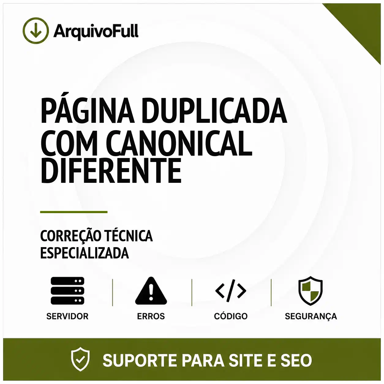 Suporte profissional para página Duplicada com Canonical Diferente