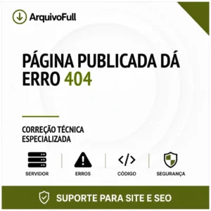 Suporte profissional para página Publicada Dá Erro 404
