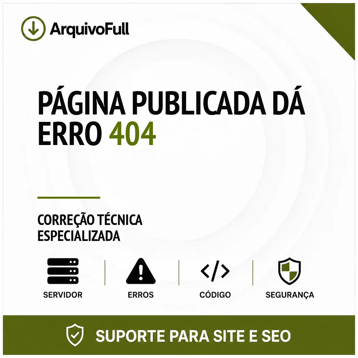Suporte profissional para página Publicada Dá Erro 404