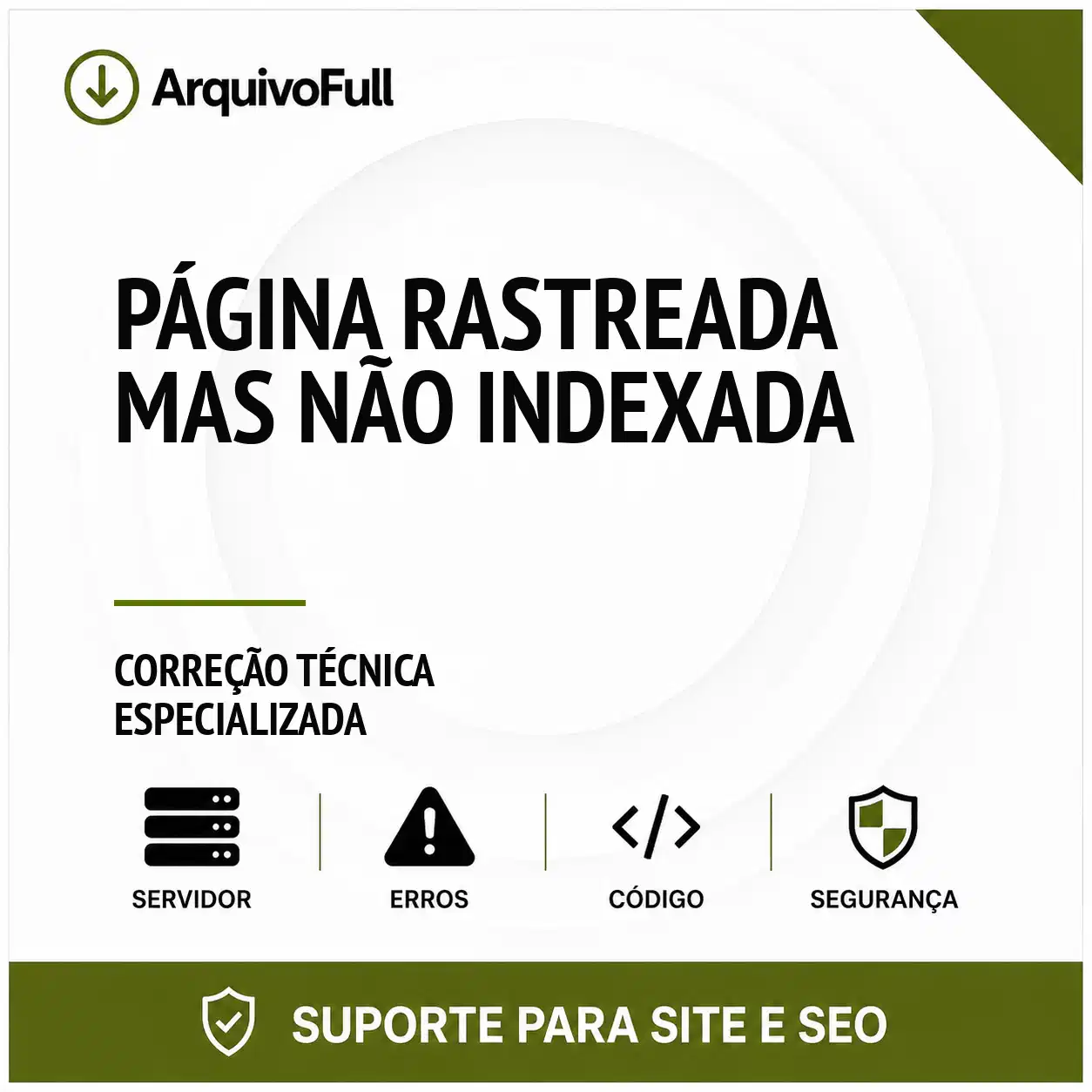 Suporte profissional para página Rastreada Mas Não Indexada