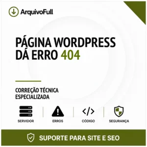 Suporte profissional para página WordPress Dá Erro 404