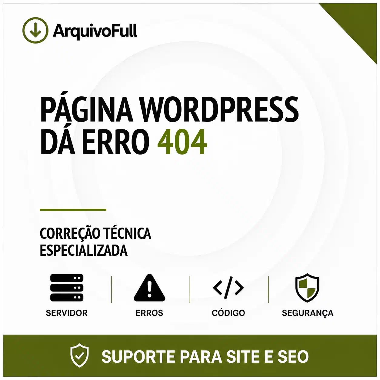 Suporte profissional para página WordPress Dá Erro 404