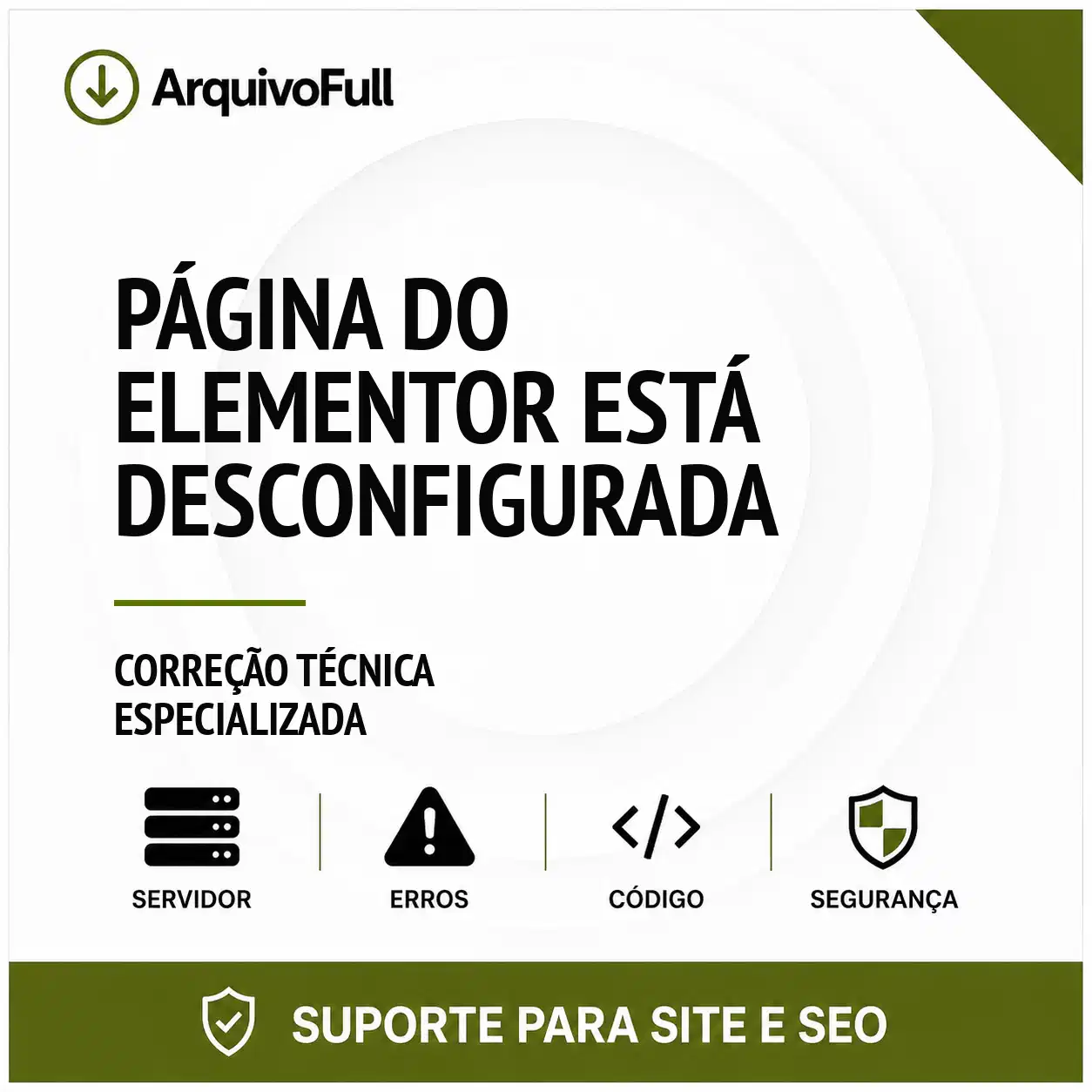 Suporte profissional para página do Elementor Está Desconfigurada