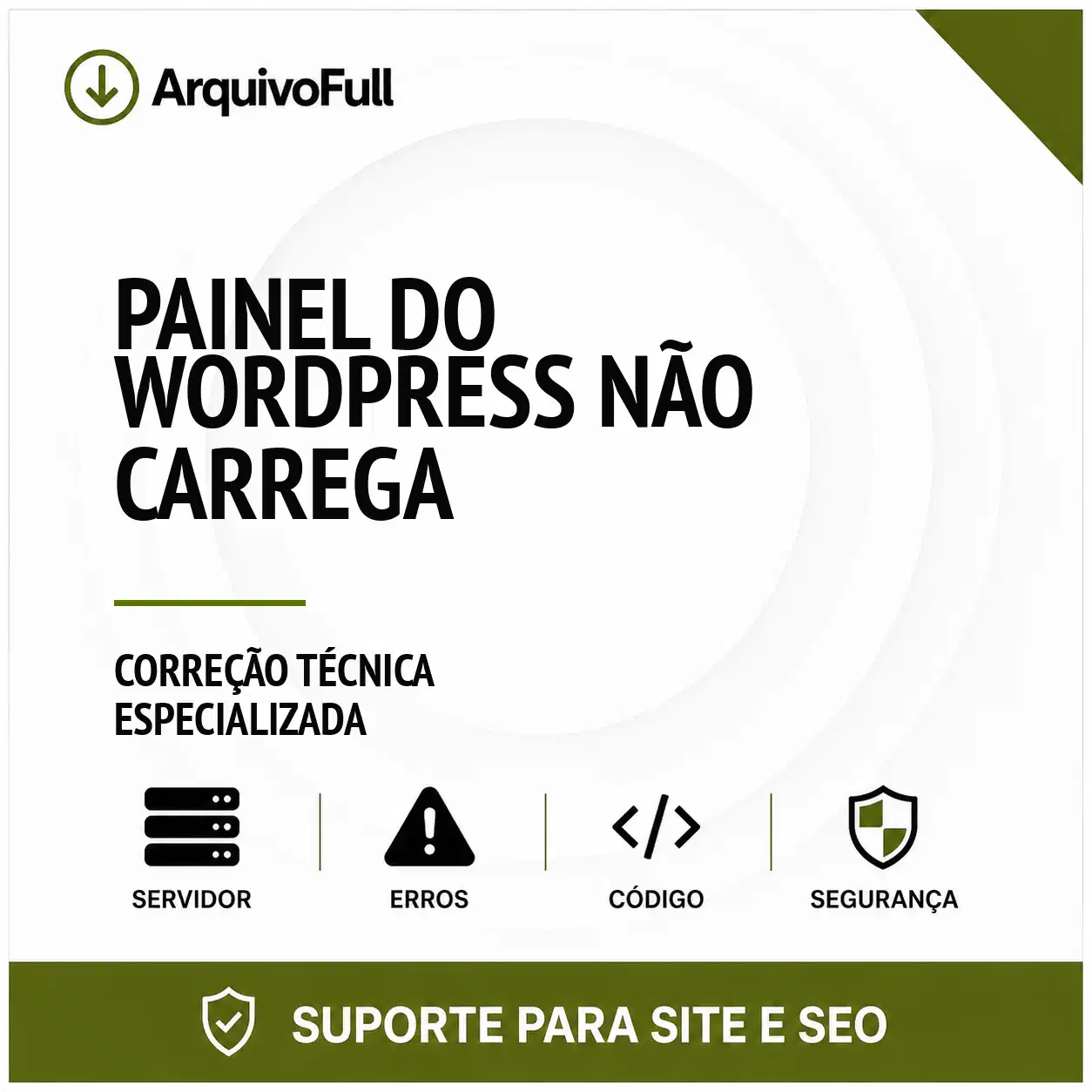 Suporte profissional para painel do WordPress Não Carrega