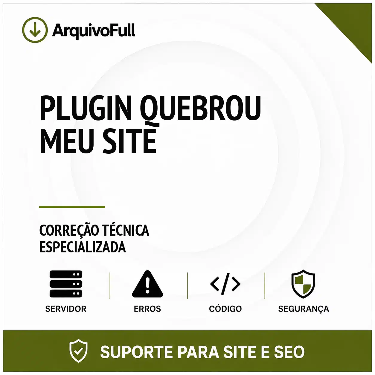 Suporte profissional para plugin Quebrou Meu Site