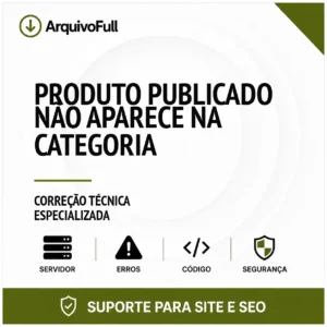 Suporte profissional para produto Publicado Não Aparece na Categoria