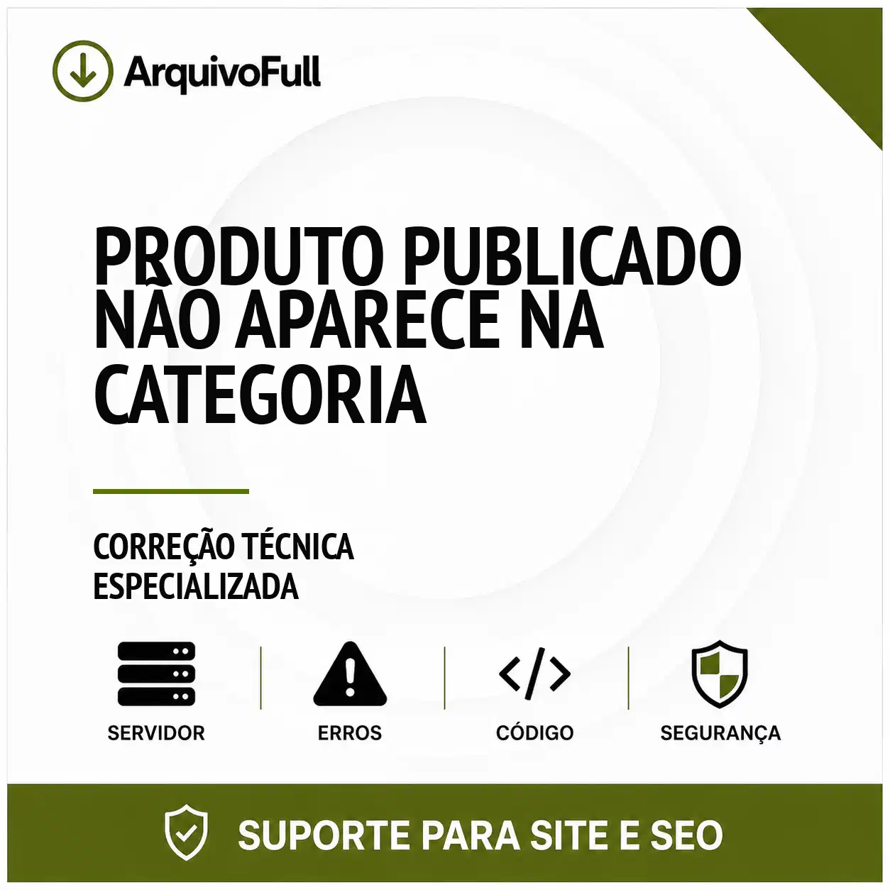 Suporte profissional para produto Publicado Não Aparece na Categoria