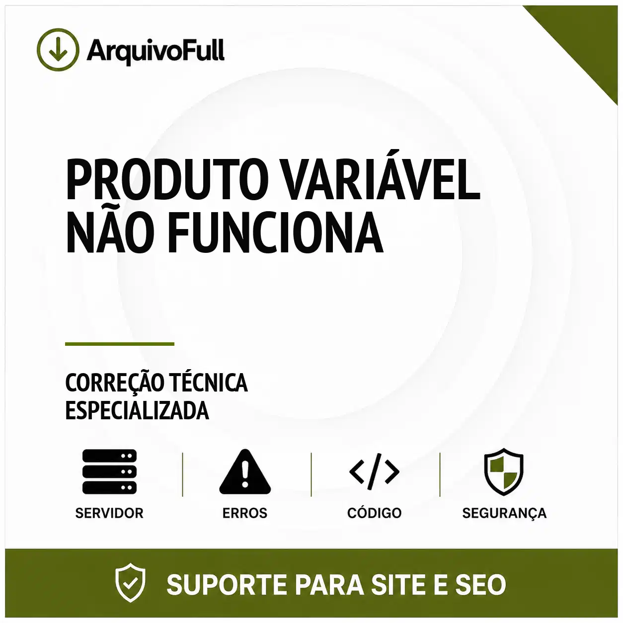 Suporte profissional para produto Variável Não Funciona