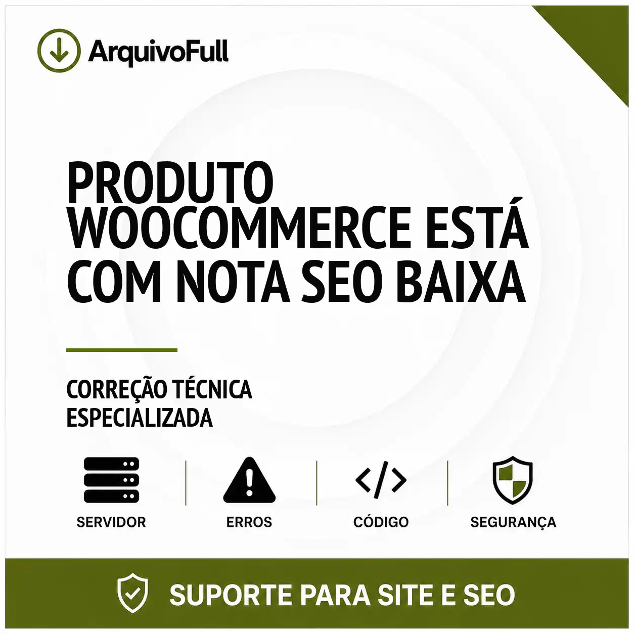 Suporte profissional para produto WooCommerce Está com Nota SEO Baixa