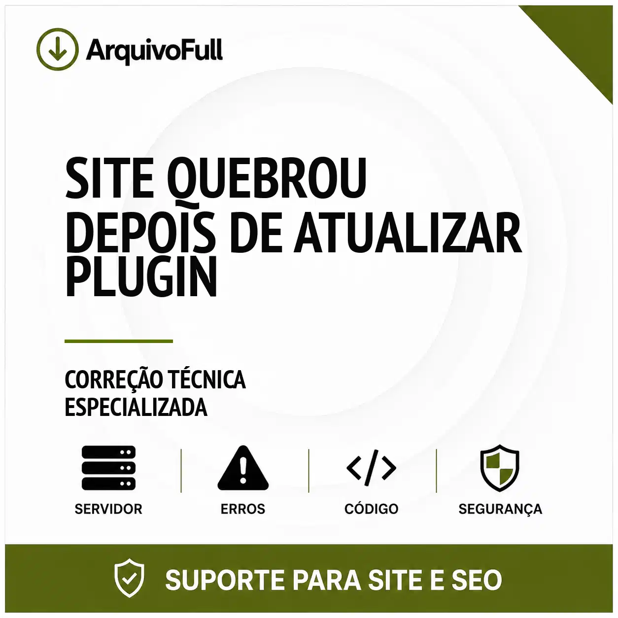 Suporte profissional para site Quebrou Depois de Atualizar Plugin
