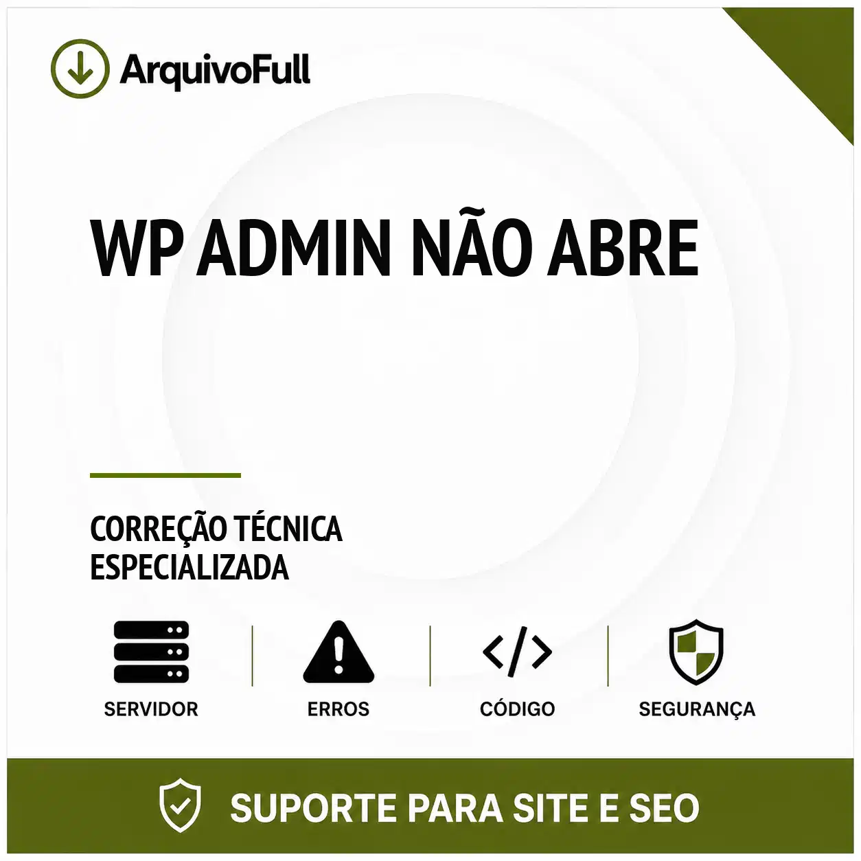 Suporte profissional para wP Admin Não Abre