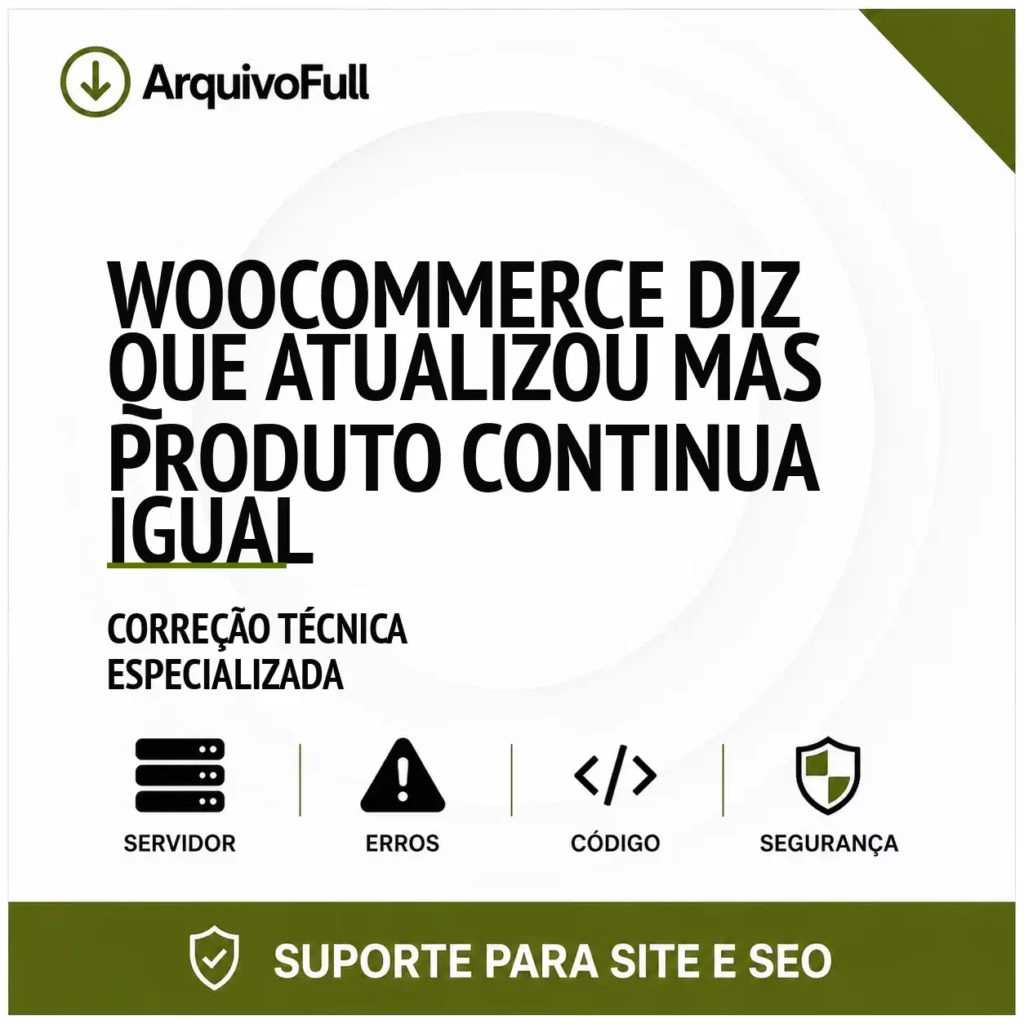 Suporte profissional para wooCommerce Diz que Atualizou Mas Produto Continua Igual