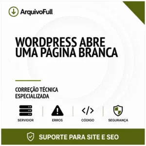 Suporte profissional para wordPress Abre uma Página Branca