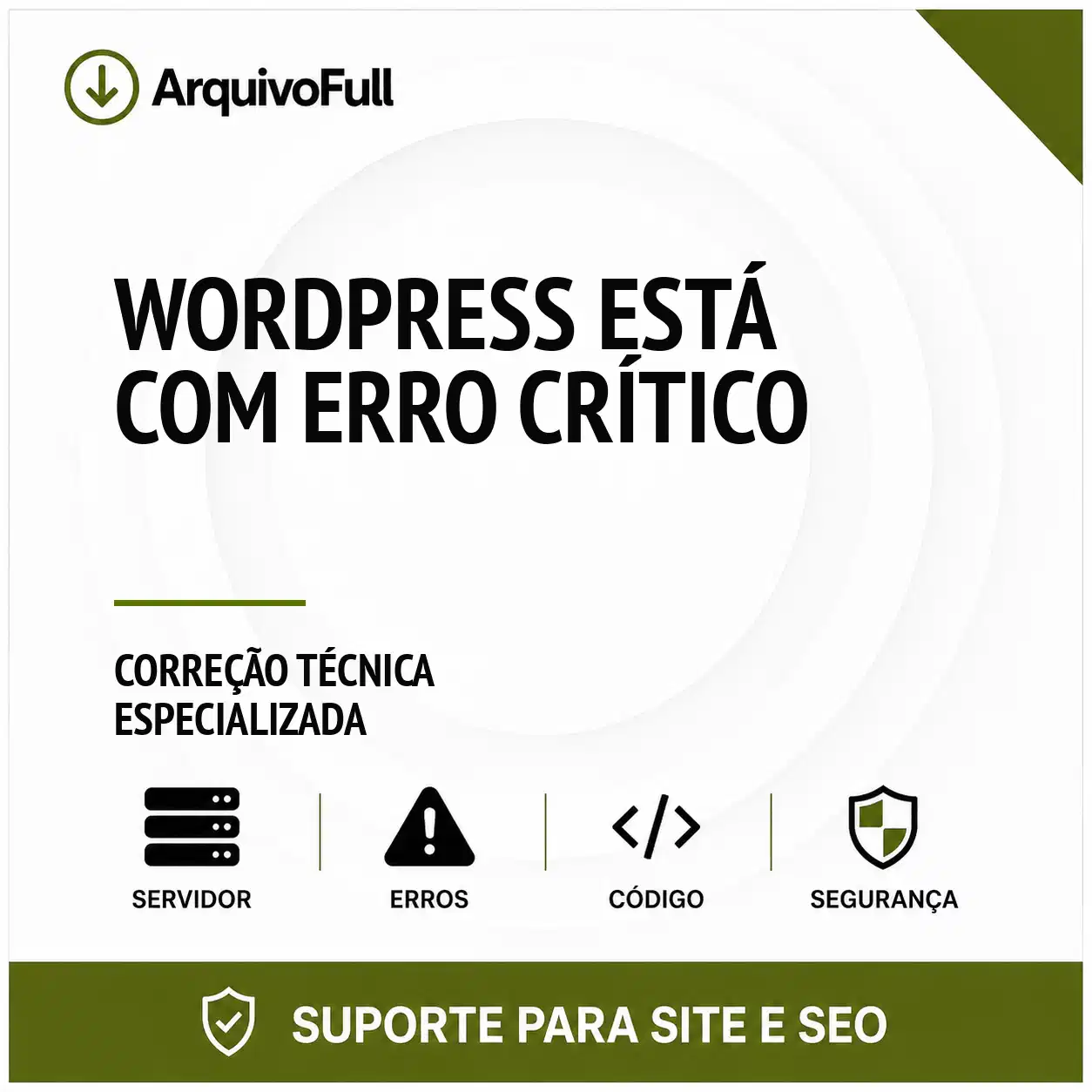 Suporte profissional para wordPress Está com Erro Crítico