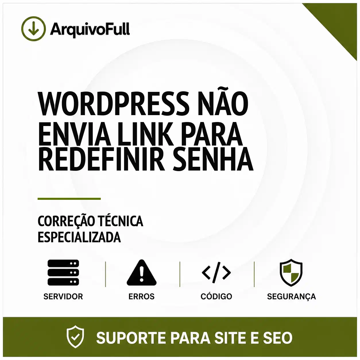 Suporte profissional para wordPress Não Envia Link para Redefinir Senha