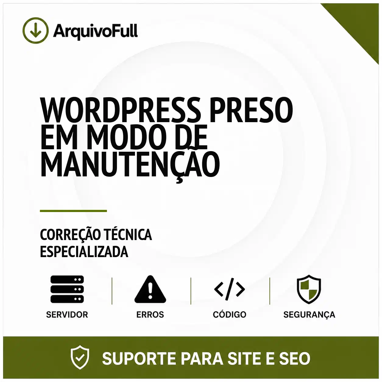 Suporte profissional para wordPress Preso em Modo de Manutenção