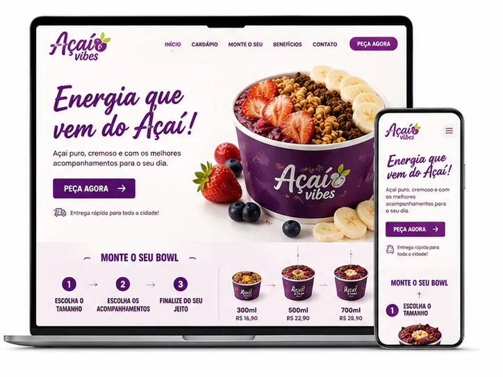 Criação de site para Açaíteria Delivery