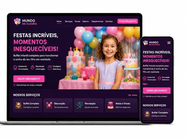 Criação de site para Buffet Infantil e Festas