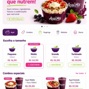 Criação de site para Açaí Delivery com Cardápio Digital