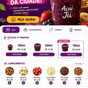 Criação de site para Delivery de Açaí