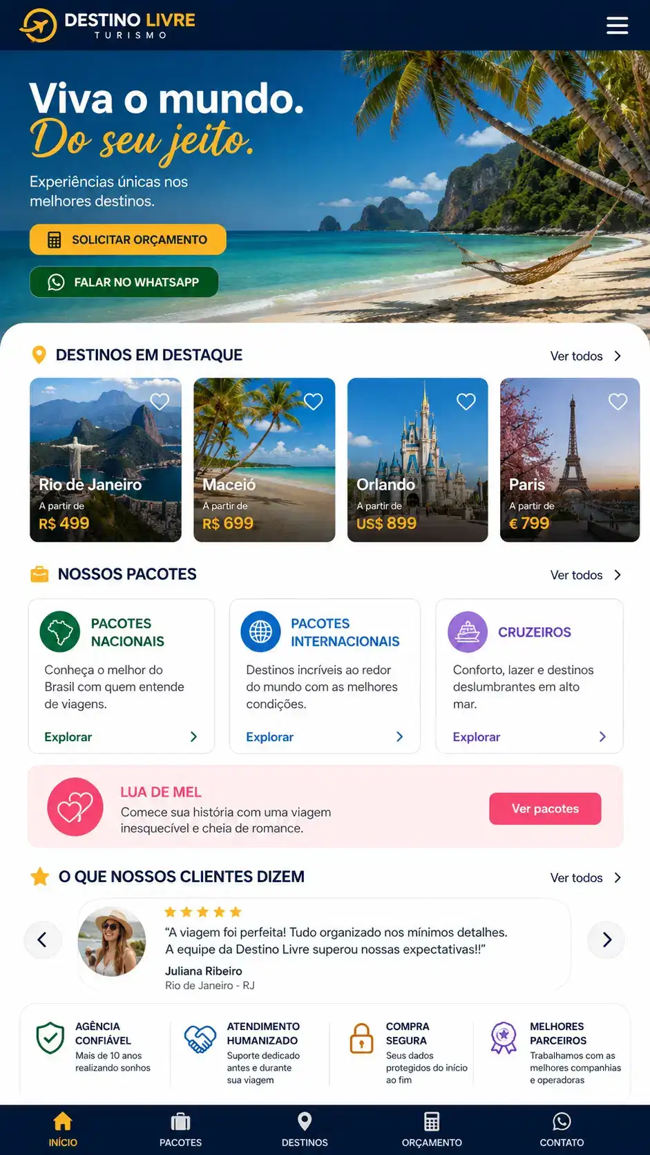 Criação de site para Agência de Turismo