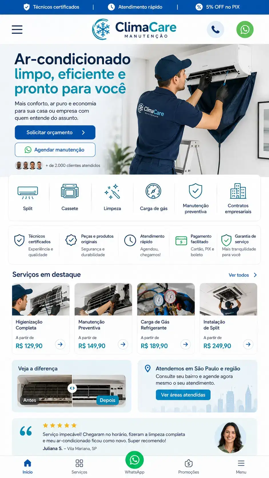 Criação de site para Ar-condicionado Landing Page
