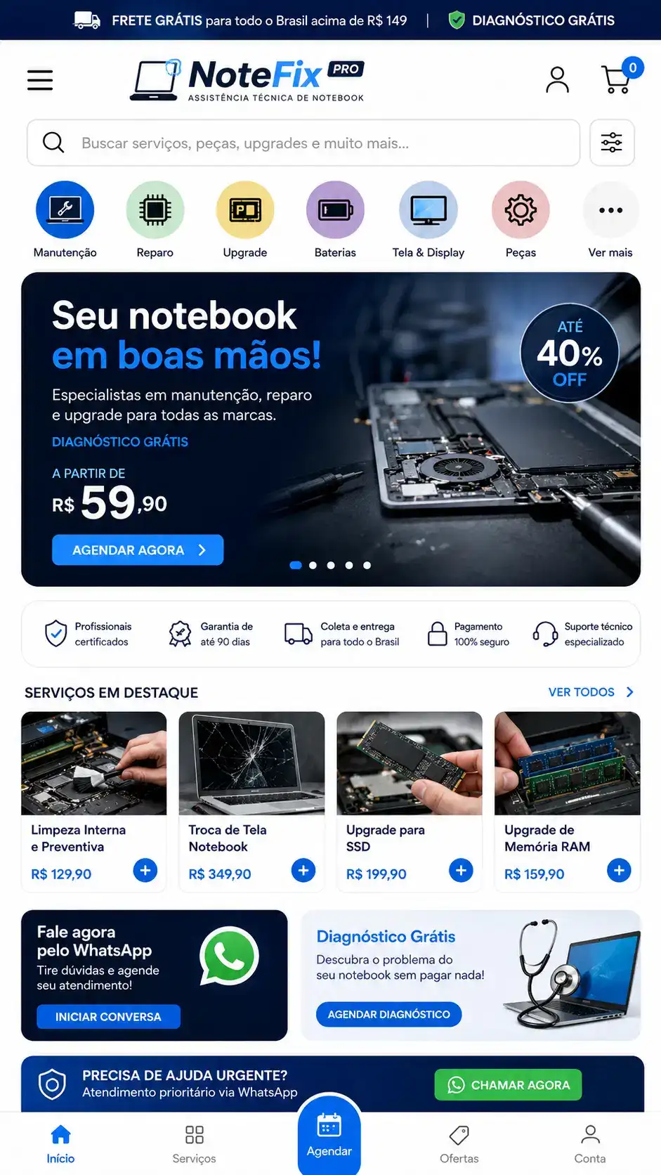 Criação de site para Assistência Técnica de Notebook
